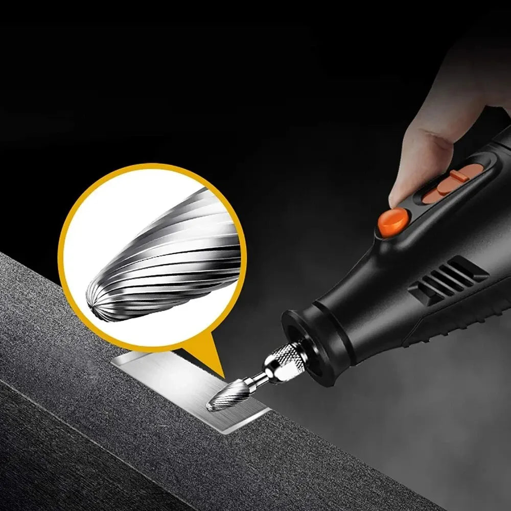 10 PCs 1/8" Shank Tungsten Carbide Milling Cutter Rotary Tool Burr Double Diamond Cut Rotary Dremel Tools Electric Grinding