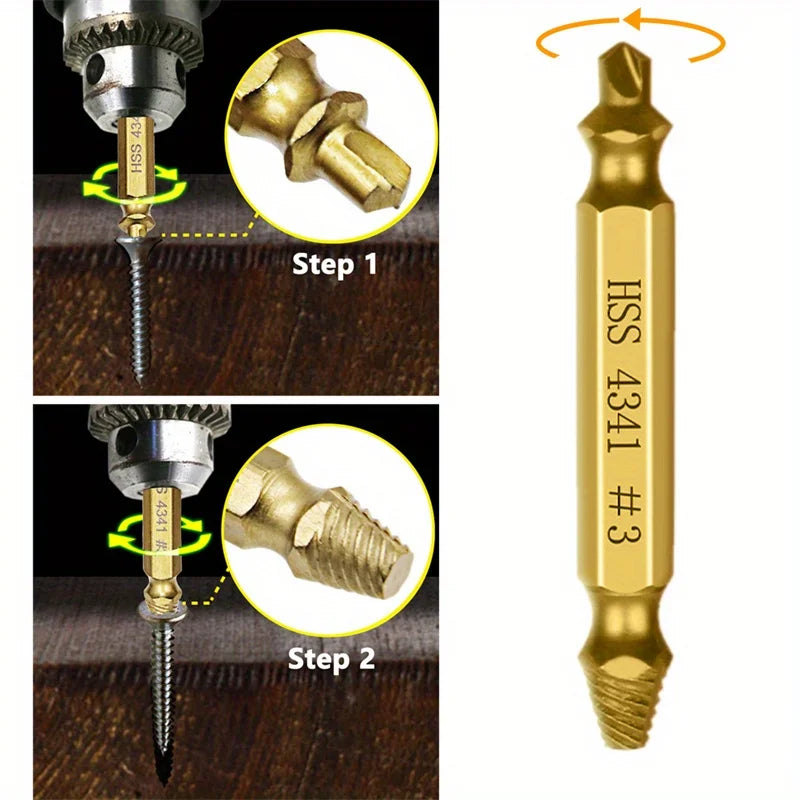 Damaged Screw Extractor Set HSS Drill Bit Stripped Broken Remover Small Easily Quickly Take Out Kit Easy Demolition Power Tools