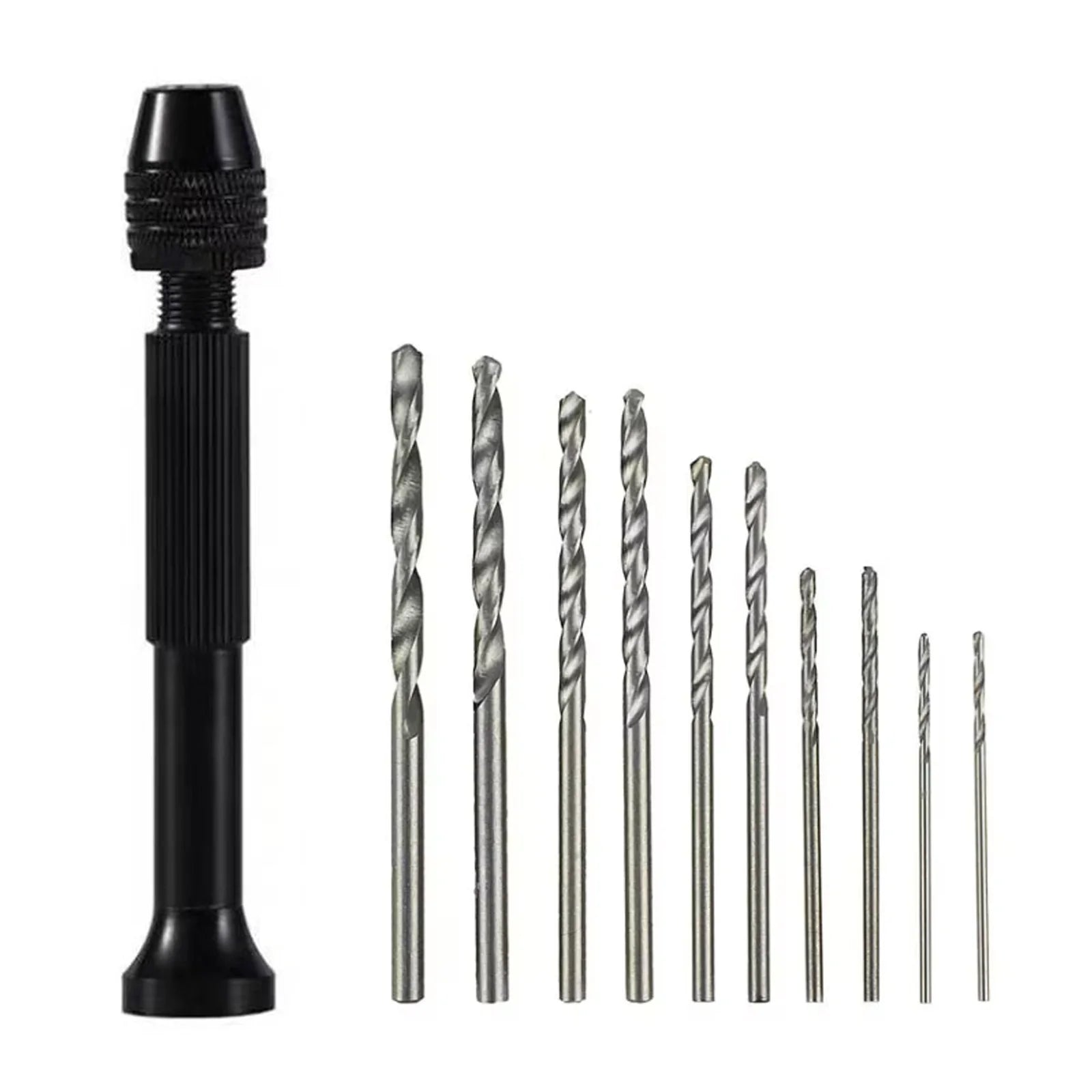 1/11 Piece Mini Tool Set With Black Hand Twist Drill 10 Piece Twist Drill For Woodworking Drilling And Rotary Wood Hole Tools