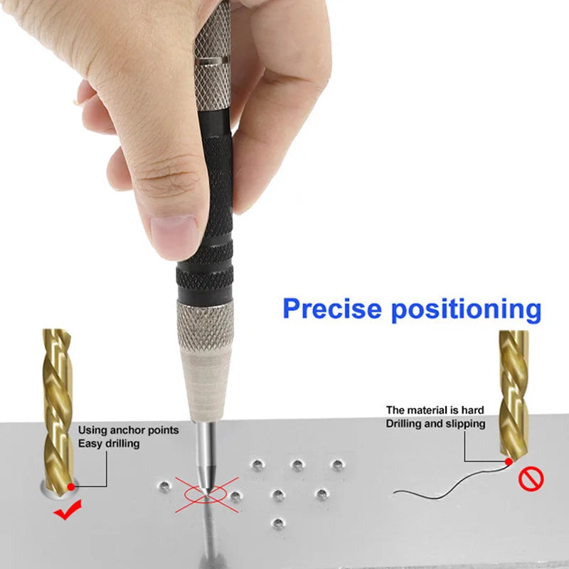 Automatic Centre Punch General Woodworking Metal Drill Adjustable Spring Loaded Automatic Punch Hand Tools for Metal Wood Glass