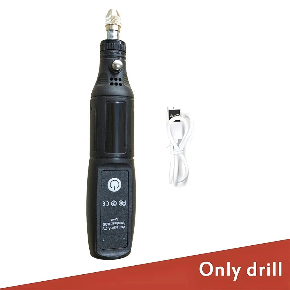 Mini Electric Drill USB Wireless Mini Handheld Drill Rotary Tool Woodworking Engraving Pen Dremel Tools for Jewelry Metal Glass