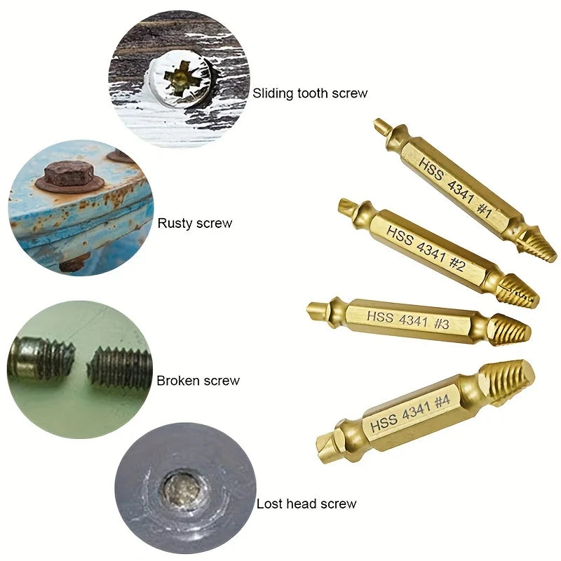 Damaged Screw Extractor Set HSS Drill Bit Stripped Broken Remover Small Easily Quickly Take Out Kit Easy Demolition Power Tools