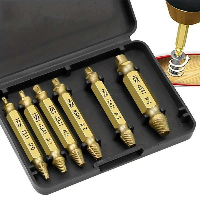 Damaged Screw Extractor Set HSS Drill Bit Stripped Broken Remover Small Easily Quickly Take Out Kit Easy Demolition Power Tools