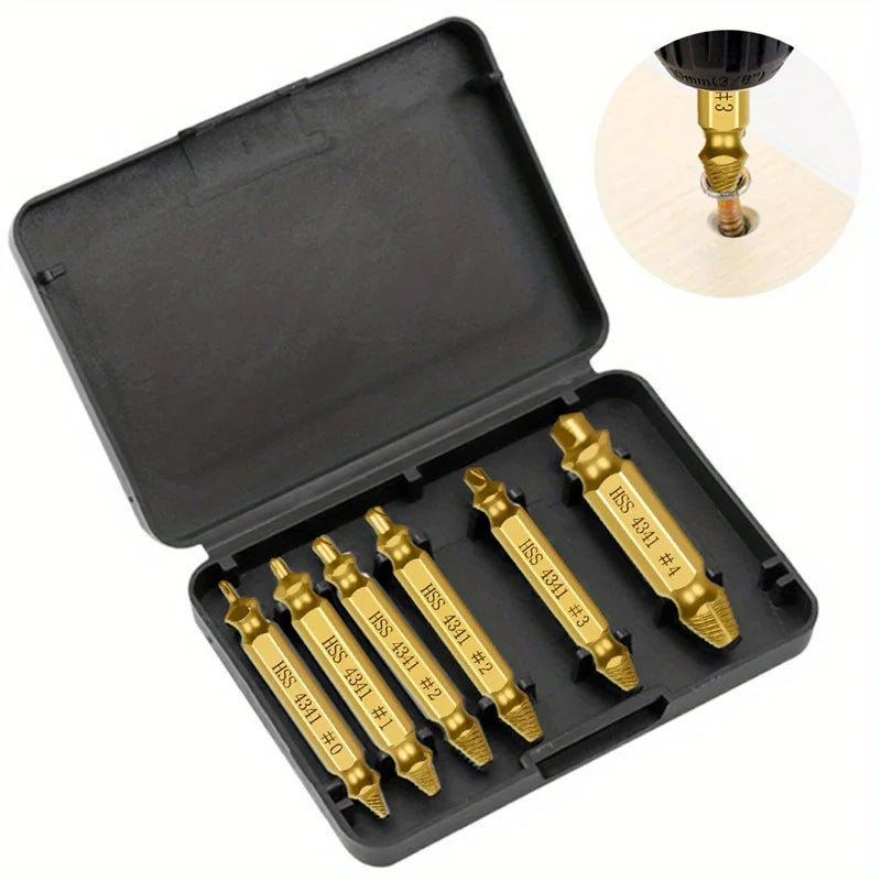Damaged Screw Extractor Set HSS Drill Bit Stripped Broken Remover Small Easily Quickly Take Out Kit Easy Demolition Power Tools