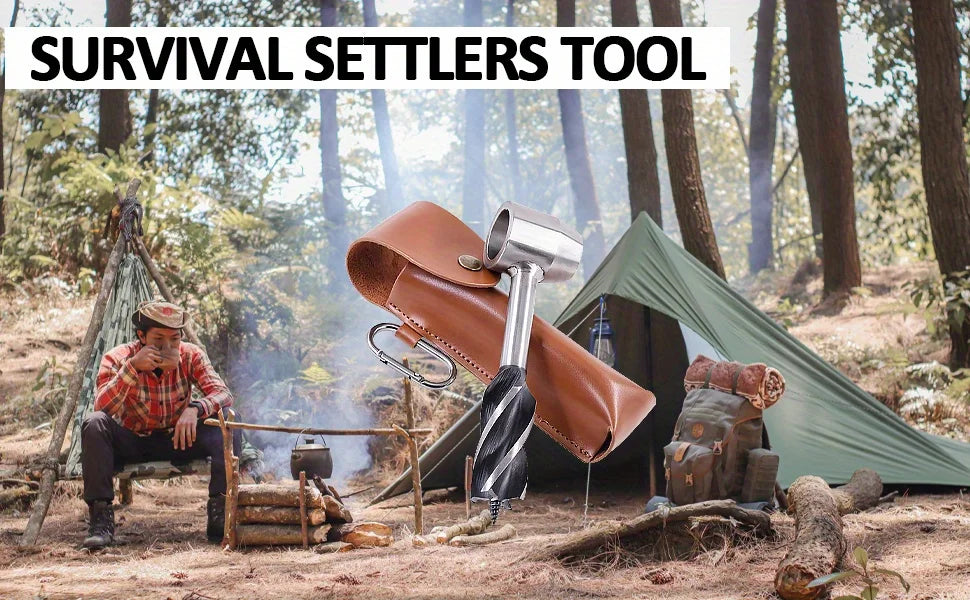 Portable Outdoor Survival Woodworking Tools Auger Drill Bits Bushcraft Settlers Hand Drill Punch Tool For Camping Outdoor Hiking
