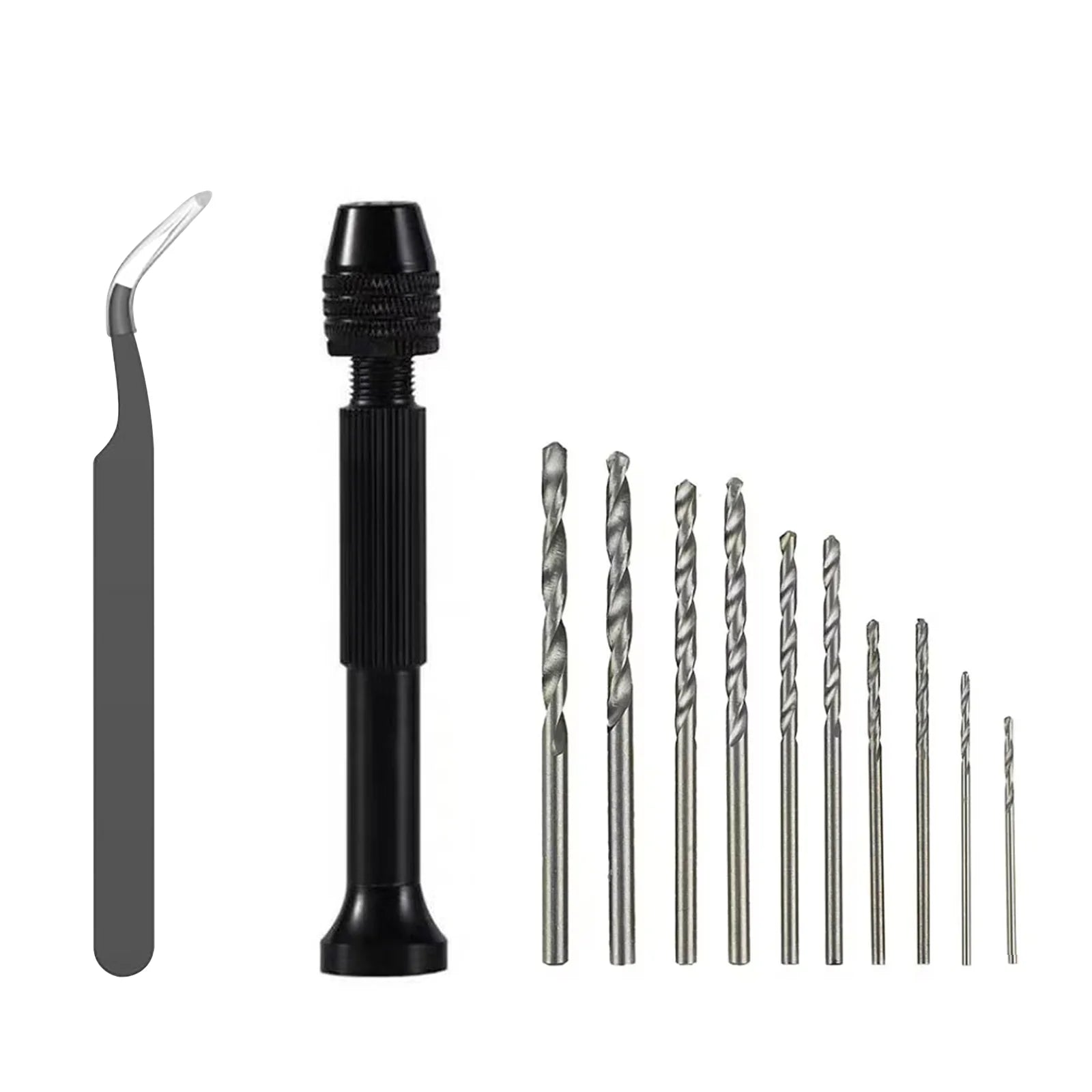 1/11 Piece Mini Tool Set With Black Hand Twist Drill 10 Piece Twist Drill For Woodworking Drilling And Rotary Wood Hole Tools