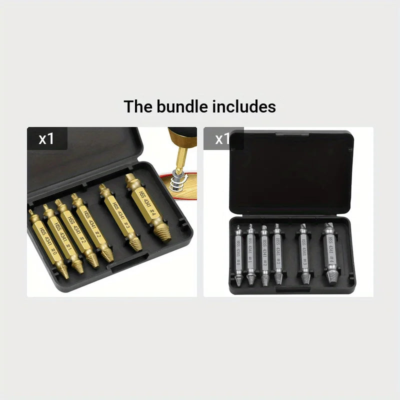 Damaged Screw Extractor Set HSS Drill Bit Stripped Broken Remover Small Easily Quickly Take Out Kit Easy Demolition Power Tools
