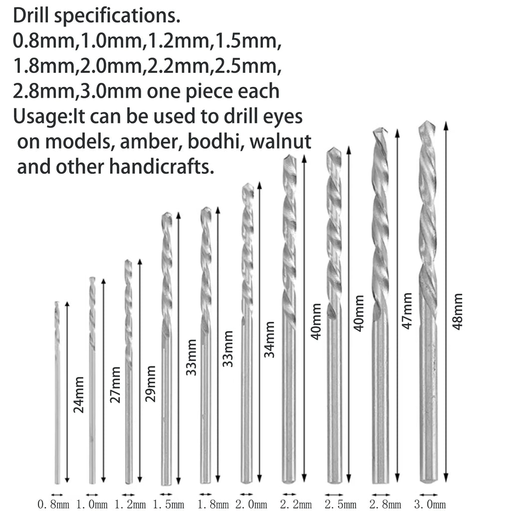 1/11 Piece Mini Tool Set With Black Hand Twist Drill 10 Piece Twist Drill For Woodworking Drilling And Rotary Wood Hole Tools