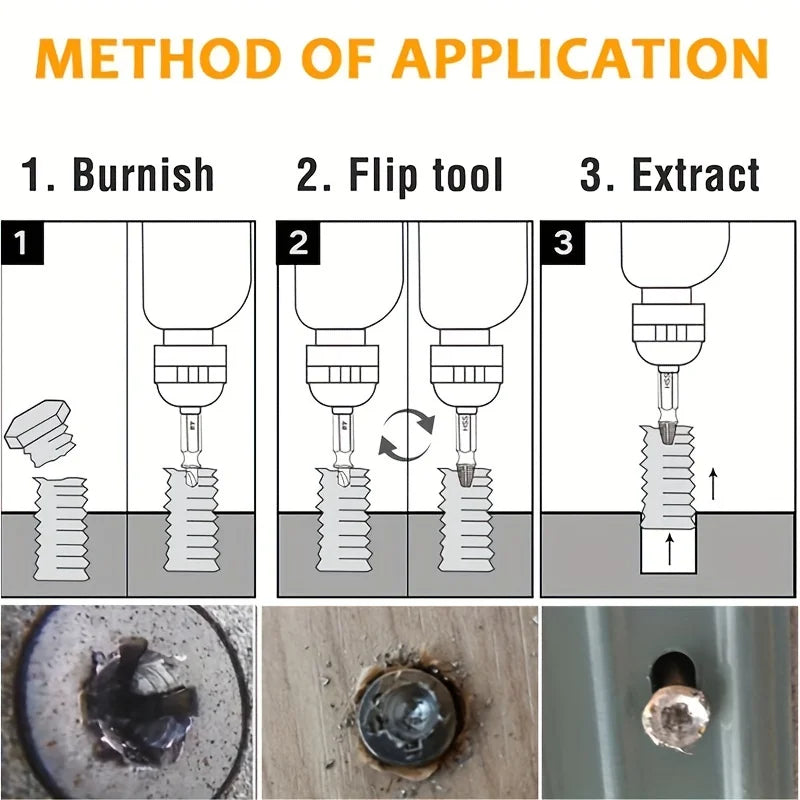 Damaged Screw Extractor Set HSS Drill Bit Stripped Broken Remover Small Easily Quickly Take Out Kit Easy Demolition Power Tools