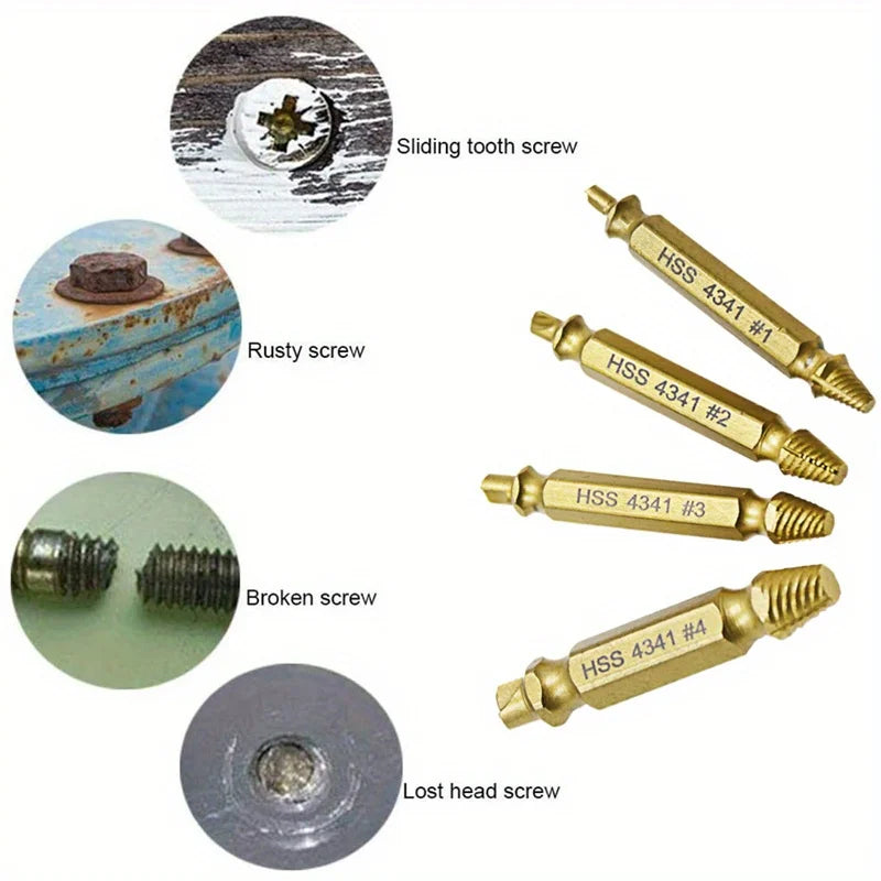 Damaged Screw Extractor Set HSS Drill Bit Stripped Broken Remover Small Easily Quickly Take Out Kit Easy Demolition Power Tools