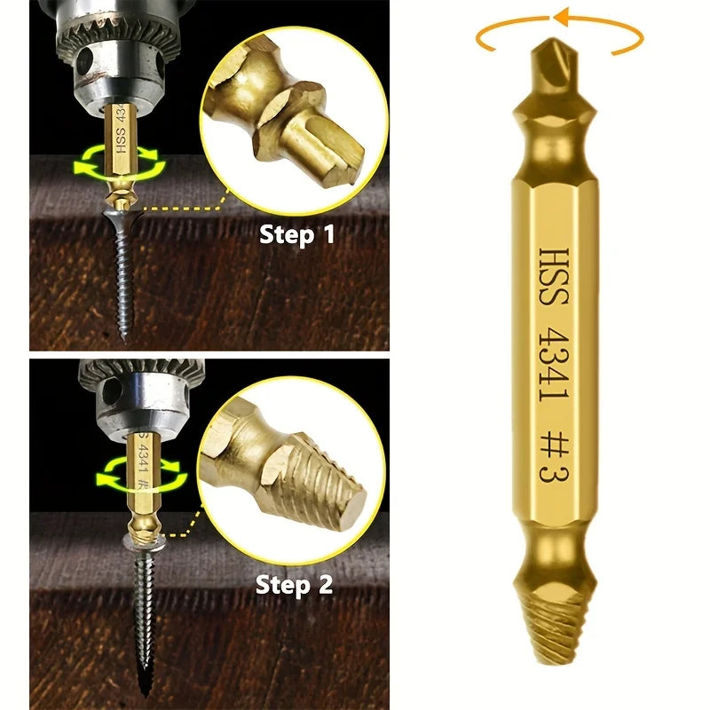 Damaged Screw Extractor Set HSS Drill Bit Stripped Broken Remover Small Easily Quickly Take Out Kit Easy Demolition Power Tools