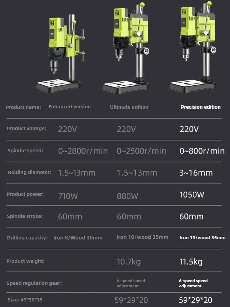 Drill Small Household 220v High Power Industrial Drilling Machine Milling Machine Workbench Multifunctional High Precision