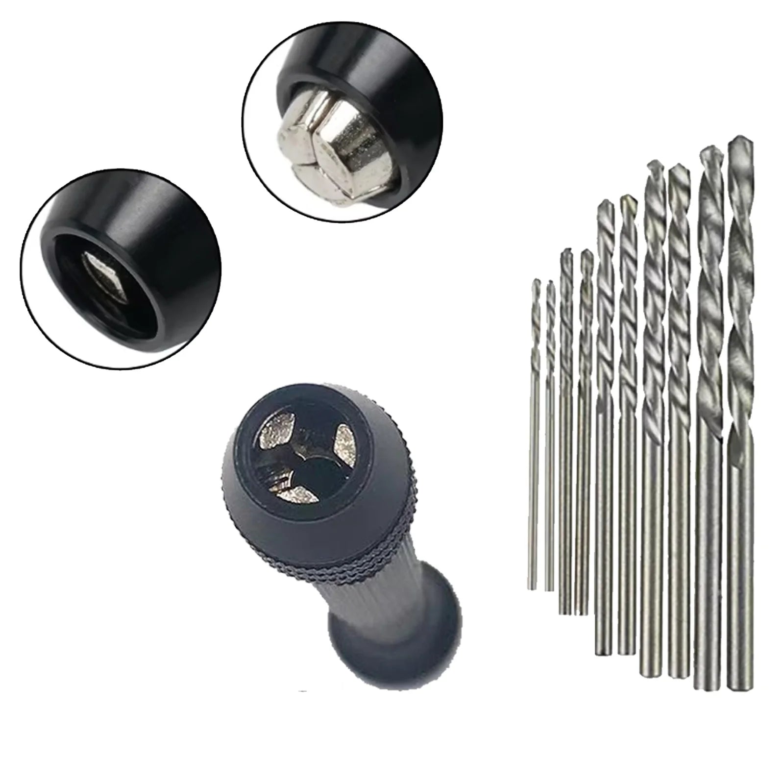 1/11 Piece Mini Tool Set With Black Hand Twist Drill 10 Piece Twist Drill For Woodworking Drilling And Rotary Wood Hole Tools