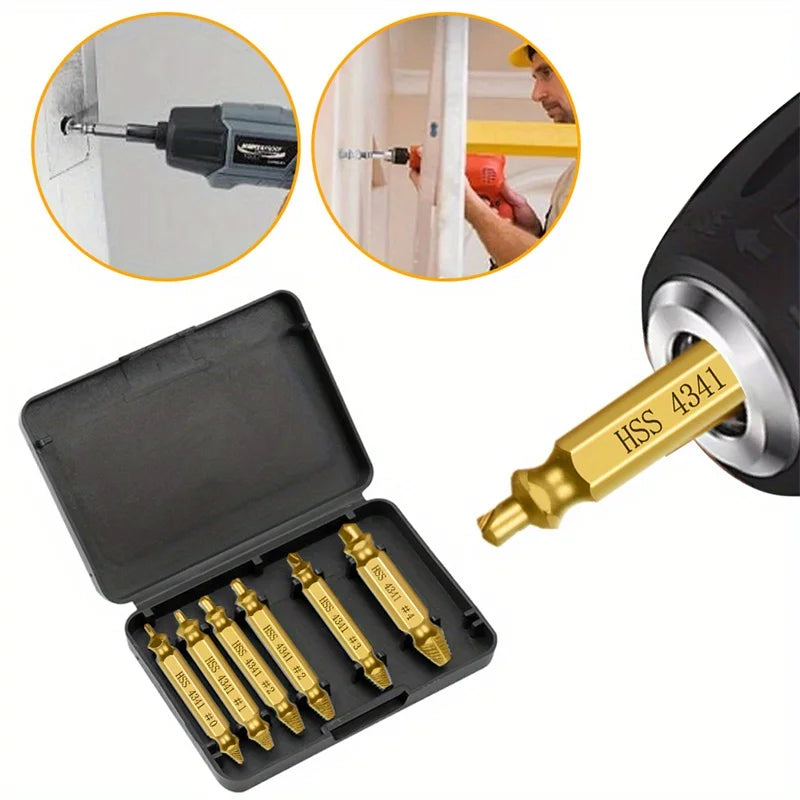 Damaged Screw Extractor Set HSS Drill Bit Stripped Broken Remover Small Easily Quickly Take Out Kit Easy Demolition Power Tools