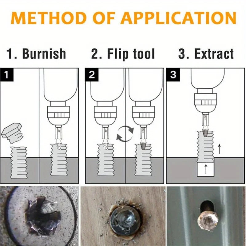 Damaged Screw Extractor Set HSS Drill Bit Stripped Broken Remover Small Easily Quickly Take Out Kit Easy Demolition Power Tools